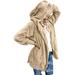 Women's Hooded Casual Hooded Cardigan Placket Jacket With Pocket Winter Warm Loose Long sleeve Faux Fur Outerwear Coat,Muti-Color Optional,S-2XL