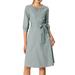 Allegra K Women's Tie Waist Keyhole Neck Bishop Dress Light Blue (Size M / 10)