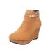 UKAP Women's Solid Color Ankle Boots Fashion Shoes Wedge Boots Anti-Slip Booties Zipper