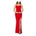 BETSY & ADAM Womens Red Slitted Solid Spaghetti Strap Square Neck Full-Length Body Con Evening Dress Size 4