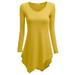 Doublju Womens Long Sleeve V-Neck Tunic Handkerchief Longline Tunic T-Shirt Dress