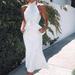 Mojoyce Women Summer Sleeveless Halter Dress Party Evening Dresses (White L)