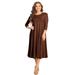 Women's Casual Basic Comfy 3/4 Sleeve Flare A-line Midi long maxi Dress