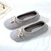 DODOING Women's Memory Foam Slippers House Shoes Breathable Ballerina Cotton Slippers Anti-Skid House Slippers Shoe, Light Grey/ Dark Grey/ Pink