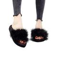 Wazshop WOMENS FAUX FLUFFY FUR SLIDERS WARM FASHION SUMMER BEACH SANDALS SLIPPERS SHOES