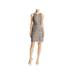 Adrianna Papell Womens Beaded A-Line Party Dress Gray 8