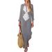 Ladies Long Dress Boho Long Sleeves V Neck Casual Maxi Dress New Women'S Clothing