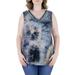 24seven Comfort Apparel Women's Plus Size Rounded Hem V Neck Tie Dye Tank Top