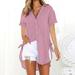 Womens Loose Button Long Shirt Dress Cotton Ladies Casual Tops T-Shirt Blouse