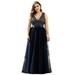 Ever-Pretty Maxi Evening Party Dress 2020 V-neck Plus Size Wedding Party Dress 06482 Navy Blue US18