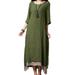 New Women Vintage Dress Split Irregular Hem Casual Loose Boho Long Maxi Dresses Orange/Army Green/Coffee