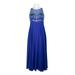 Decode Halter Halter Neck Illusion Embellished Bodice Zipper Back Mesh Chiffon Dress (Plus Size)-ROYAL