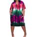 New Women's Casual V Neck Midi Dress Short Sleeve Summer T Shirt Dress with Pockets Print Dress Tie Dye Dress Stripe Print Dress Loose Fit Dress