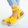 Azrian Woman Summer Sandals Open toe Casual Platform Wedge Shoes Casual Canvas Shoes