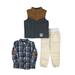 Little Rebels Vest, Plaid Shirt & Jogger Pants, 3pc Outfit Set (Baby Boys & Toddler Boys)
