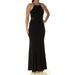 XSCAPE Womens Black Lace Low Back Sleeveless Halter Full-Length Mermaid Dress Size 4