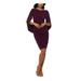 BETSY & ADAM Womens Burgundy Bell Sleeve Jewel Neck Above The Knee Sheath Evening Dress Size 14