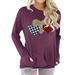 Selfieee Women's Casual Plaid Leopard Heart Pullover Tops Long Sleeves Tunic Tops 20762 Dark Purple X-Large