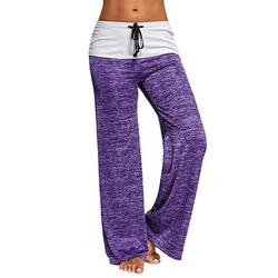 Bseka Women'S High Waist Printed Wide Yoga Leg Pants Comfortable Stretch Casual Loose Pajama Pants Floral Lace Drawstring Beach Pants Denim Pants Folding Waist Pants