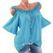 Spftem Plus Size Women Applique Collar Flower Solid Tops Strapless T-Shirt Blouse