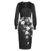 Ted Baker Women's Alithea Opal Print Black Long Sleeve Midi Dress (0)