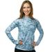 Aqua Design Women Long Sleeve Sun Protection Rash Guard Swim Surf Snorkel Shirt with Thumb Holes: Aqua Sky size XS