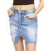 YDX Jeans High Waisted Casual Stretchy Comfy Ripped Frayed Denim Skirt Medium Wash Blue Size X-Large