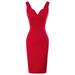 GRACE KARIN Evening Party Sexy Bodycon Dress Ladies Deep V Necks Short Dress Womens Top Sale(Red,2XL)