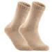 Lian LifeStyle Women's 4 Pairs Thick Wool Blend Crew Socks Boot Socks Size 8-11(Tan)