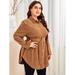 Woman's Plus Size Single Breasted Belted Cord Blouse