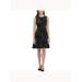 TOMMY HILFIGER Womens Black Embroidered Zippered Floral Sleeveless Jewel Neck Above The Knee A-Line Party Dress Size 14