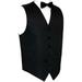 Italian Design, Men's Formal Tuxedo Vest, Bow-Tie & Hankie Set for Prom, Wedding, Cruise in Black - L