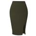 Made by Olivia Women's Stretchy Fitted Front Split Midi Pencil Skirt