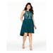 SPEECHLESS Womens Green Embroidered Glitter Spaghetti Strap Halter Above The Knee Fit + Flare Cocktail Dress Size 20