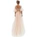 Winnereco Sequin See Through Wedding Dress V-Neck Flare Sleeves Evening Gowns (S)