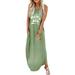 Mchoice Sleeveless sundresses for women casual summerl with Pockets Beach Tank Dress plus size maxi dress