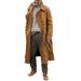 INCERUN Men's Turn Down Collar Long Sleeve Solid Color Woolen Trench Coat Jackets