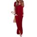 Pudcoco Women T-Shirt Long Maxi Dress Split Evening Party Dress Summer Beach Dress