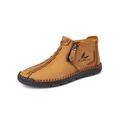 UKAP Men Leather Casual Boots Moccasins Ankle Zipper Shoes Boots Loafer