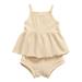 2PCS Newborn Baby Girl Clothes Romper Jumpsuit Toddler Strappy Tops Shorts Outfit Set