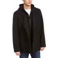 Mens Coat Zip Bib Double Breasted Wool XL