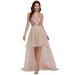 Ever-Pretty Women's Sleeveless Lace Sequin Halter Tulle High Low Cocktail Dress 00121 Rose Gold US10
