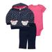 Carters Infant Girls 3 Piece Set Blue Polka Dot Mouse Hoodie Leggings Shirt