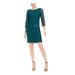 JESSICA HOWARD Womens Green Sequined Striped Long Sleeve Jewel Neck Above The Knee Sheath Cocktail Dress Size 6