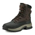 Nortiv 8 Men's Waterproof Snow Boots Insulated Winter Construction Rubber Sole Outdoor Work Boots Shoes Hudson-1 Dark/Brown/Black Size 10