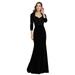 Ever-Pretty Womens Vintage 3/4 Sleeves Velvet Sequins Formal Dresses Fishtail Bodycon Cocktail Party Gown 00379 Black US14