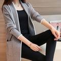 Sebbolt Turn Down Collar Open Stitch Cardigan Women Black Grey Red Long Jackets Long Sleeve Autumn Winter Coat Women