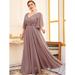 Women's Plus Size Flutter Sleeve Draped Maxi Prom Dress