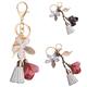 Besufy Key Chain Elegant Flower Tassel Leaf Shiny Rhinestone Women Key Ring Keychain Accessory