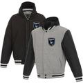 San Jose Earthquakes JH Design Reversible Hooded Full-Snap Fleece Jacket - Gray/Black